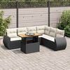 vidaXL 7-tlg. Garten-Sofagarnitur mit Kissen Schwarz Poly Rattan