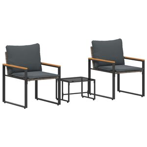 vidaXL M&ouml;belsets mit Kissen 3 pcs Grau und Dunkelgrau Rattan