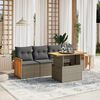 vidaXL 5-tlg. Garten-Sofagarnitur mit Kissen Grau Poly Rattan