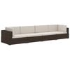 vidaXL 4-tlg. Gartensofa-Set mit Kissen Poly Rattan Braun