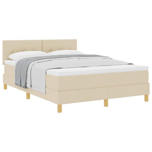 vidaXL Boxspringbett mit Matratze Creme 140 x 190 cm Stoff