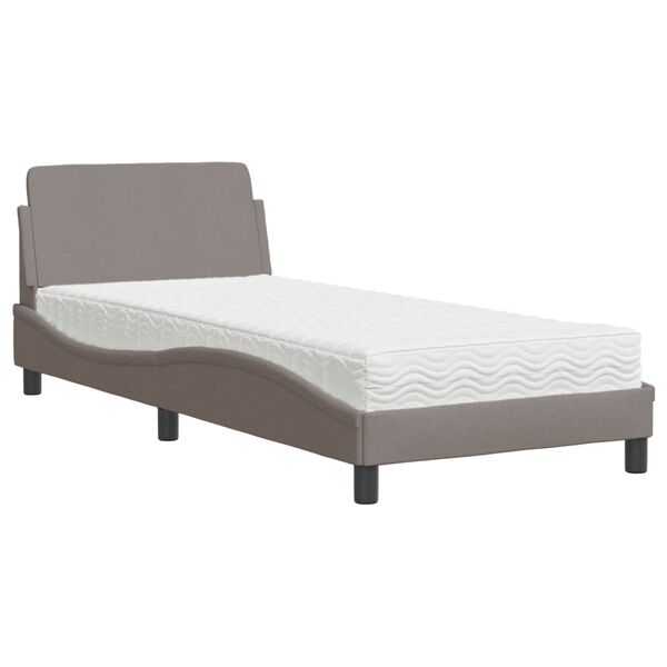 vidaXL Bett mit Matratze "Dover" Taupe 90x190 cm Stoff