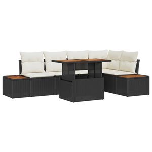 vidaXL Garten-Sofa-Set mit Speicher 6 pcs Schwarz Poly Rattan
