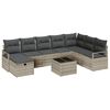 vidaXL Sofa Set mit Kissen mit Speicher 9 pcs Hellgrau Poly-Rattan