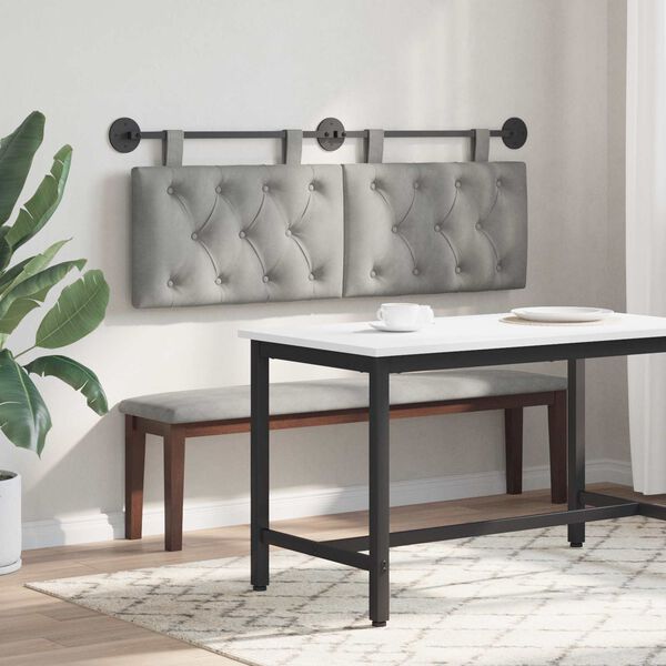 vidaXL H&auml;ngevorderseite Wandmontiert Hellgrau 150 x 55 x 7 cm Samt