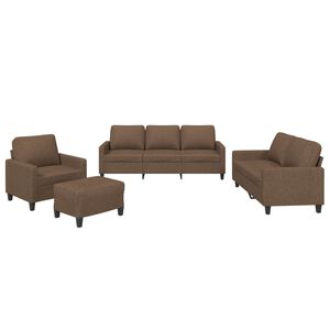 vidaXL 4-tlg. Sofagarnitur mit Kissen Braun Stoff