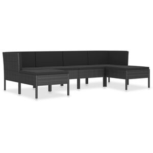 vidaXL 6-tlg. Garten-Lounge-Set mit Auflagen Poly Rattan Schwarz