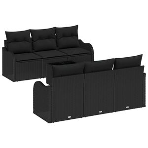 vidaXL Gartensofa-set 7 pcs Schwarz Poly-Rattan und Stahl und Glas
