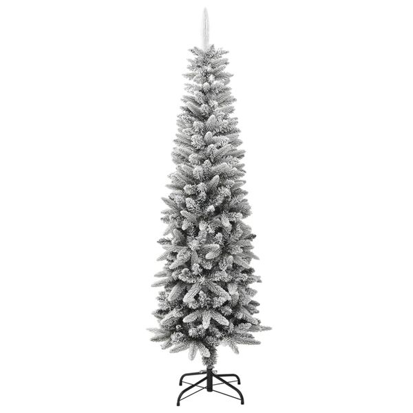 vidaXL K&uuml;nstlicher Weihnachtsbaum Schlank mit Schnee 180 cm PVC & PE