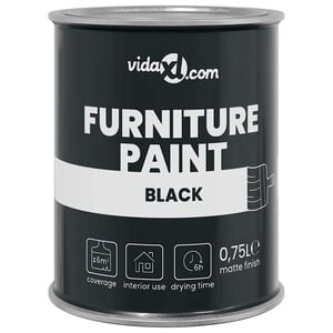 vidaXL M&ouml;belfarbe Schwarz 0,75 L Wanddruck