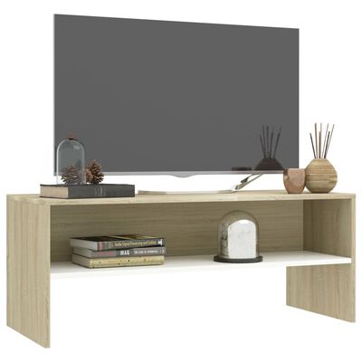 vidaXL TV-Schrank Weiß und Sonoma-Eiche 100x40x40 cm Holzwerkstoff