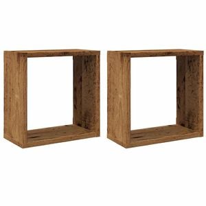 vidaXL W&uuml;rfel-Wandregale 2 Stk. Altholz-Optik 30x15x30 Holzwerkstoff