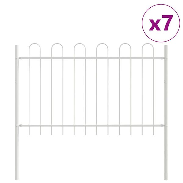 vidaXL Gartenzaun Wei&szlig; 11.9 x 1.2 m Pulverbeschichteter Stahl
