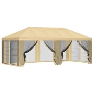 vidaXL Pavillon Dach mit Seitenw&auml;nden 6 x 3 m Creme Polyester 190