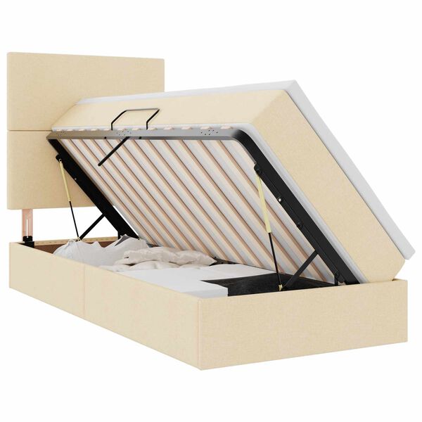 vidaXL Bett mit Stauraum und LED mit LED Creme 90 x 190 cm Polyester