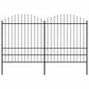 vidaXL Gartenzaun mit Speerspitze Stahl 359 x 200 cm Schwarz
