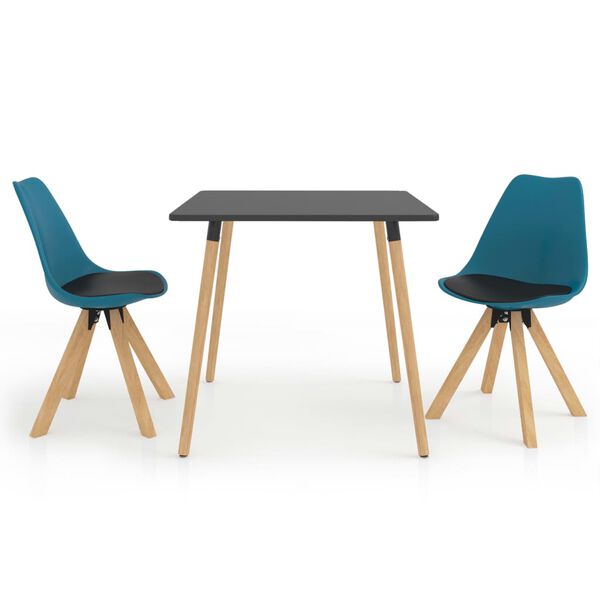 vidaXL 3-tlg. Essgruppe Schwarz und T&uuml;rkis