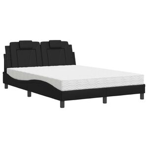 vidaXL Bett "Viana" mit Matratze Schwarz 140x200 cm Kunstleder