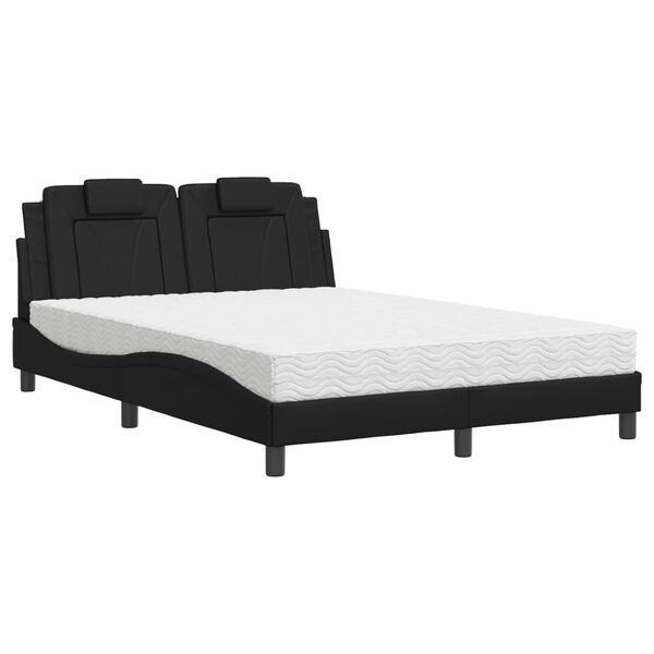 vidaXL Bett "Viana" mit Matratze Schwarz 140x200 cm Kunstleder
