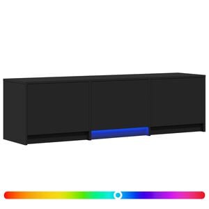 vidaXL Fernsehschrank mit LED 140 x 34 x 40 cm Schwarz Holzwerkstoff