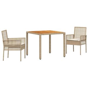 vidaXL Garten Essgruppe 3 pcs Beige Poly-Rattan