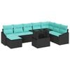 vidaXL Sofa Set 9 stk. Schwarz und Blau Poly-Rattan