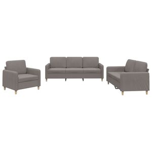 vidaXL 3-tlg. Sofagarnitur mit Kissen Taupe Stoff