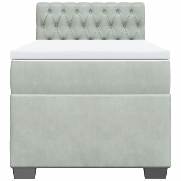 vidaXL Boxspringbett mit Matratze Hellgrau 100x200 cm Samt