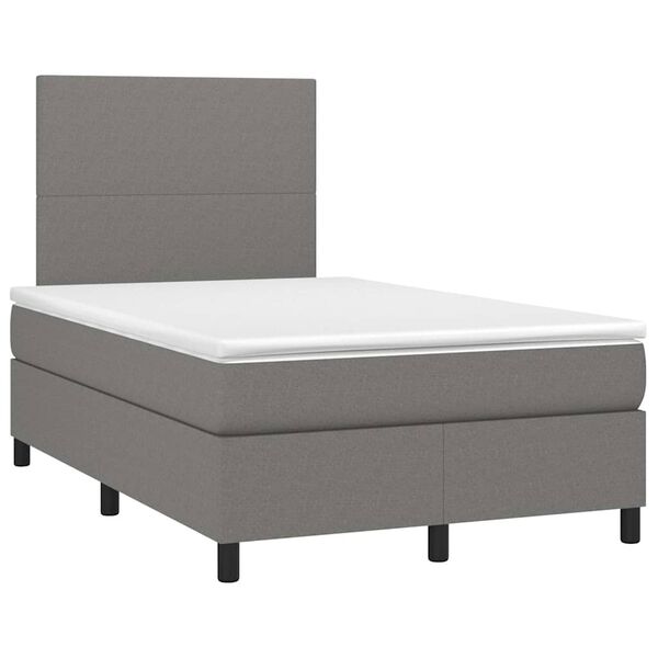 vidaXL Boxspringbett mit Matratze & LED Dunkelgrau 120x190 cm Stoff