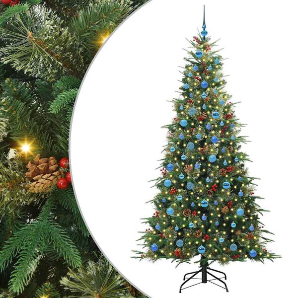 vidaXL K&uuml;nstlicher klappbarer Weihnachtsbaum Gr&uuml;n 210 cm PE und PVC