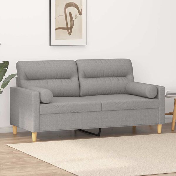 vidaXL 2-Sitzer-Sofa mit Kissen Hellgrau 140 cm Stoff