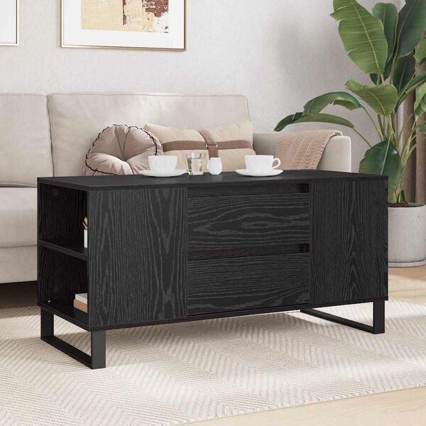 vidaXL Couchtisch Schwarz Eichen-Optik 102 x 44,5 x 50 cm