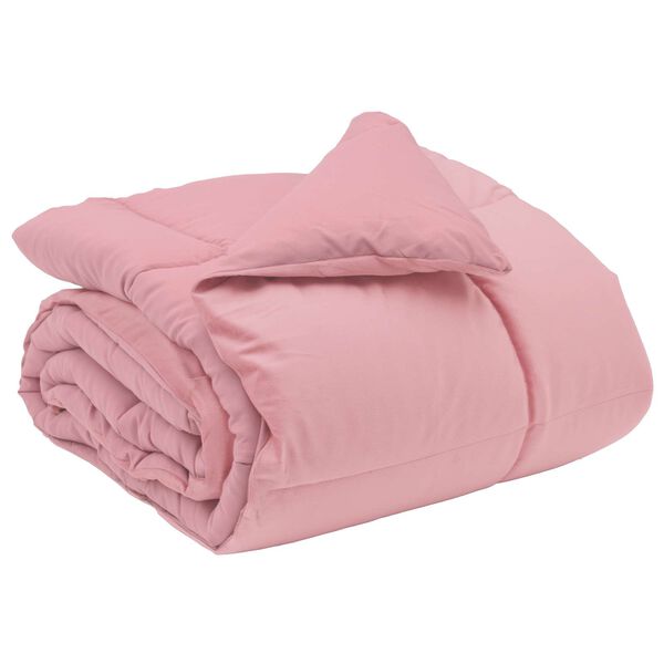 vidaXL Winterbettdecke Gepolstert Rosa 135 x 220 cm Mikrofaser