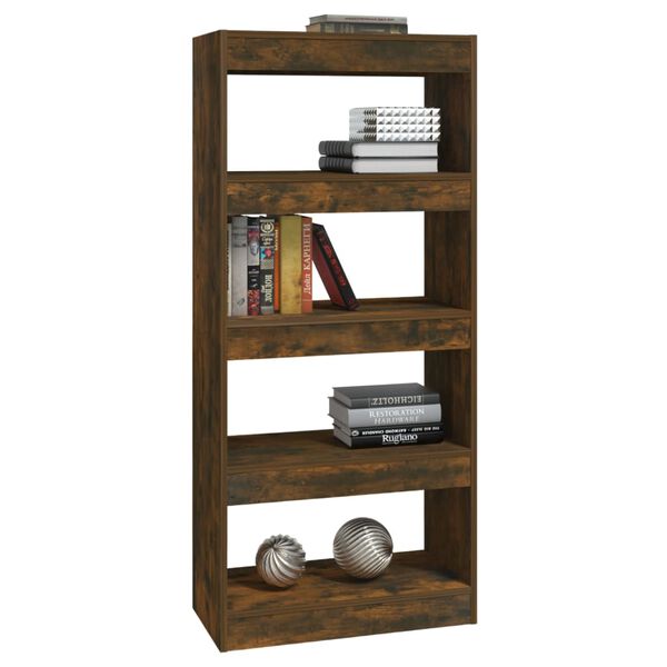 vidaXL Bücherregal/Raumteiler Räuchereiche 60x30x135 cm Holzwerkstoff