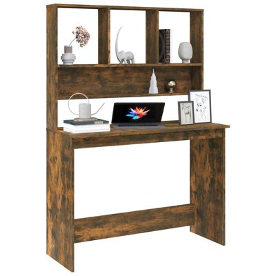 vidaXL Schreibtisch mit Regal Räuchereiche 110x45x157 cm Holzwerkstoff