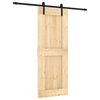 vidaXL Schiebet&uuml;r Nat&uuml;rlich und Schwarz 80 x 210 cm Massivkiefer