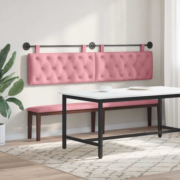 vidaXL H&auml;ngevorderseite Wandmontiert Rosa 210 x 55 x 7 cm Samt
