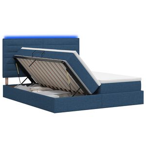 vidaXL LED-Speicherbett mit Matratze Blau 180 x 200 cm Stoff