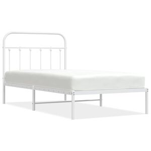 vidaXL Bettgestell mit Kopfteil Metall Wei&szlig; 100x190 cm