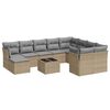 vidaXL 11-tlg. Garten-Sofagarnitur mit Kissen Beige Poly Rattan