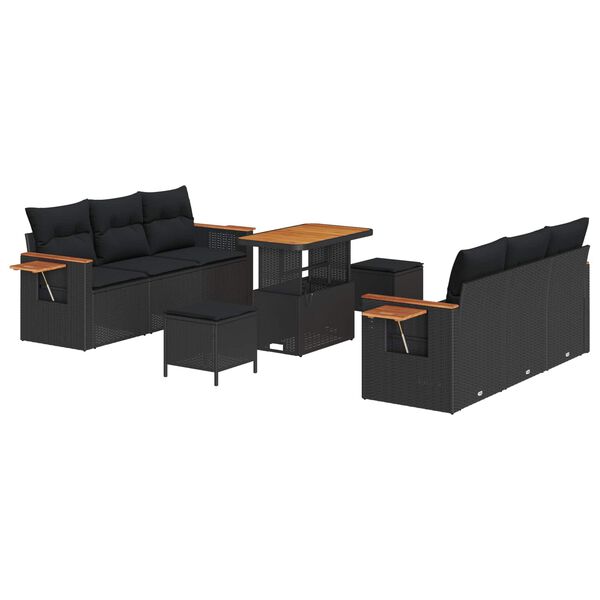 vidaXL Gartensofa-set mit Kissen 11 pcs Schwarz Poly-Rattan