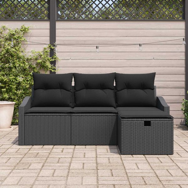 vidaXL Sofa Set mit Kissen 4 pcs Poly-Rattan
