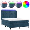 vidaXL Boxspringbett mit Matratze & LED Dunkelblau 140x190 cm Samt