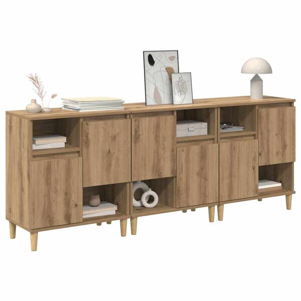 vidaXL Sideboards 3 pcs Artisan-Eiche 60 x 35 x 70 cm Holzwerkstoff
