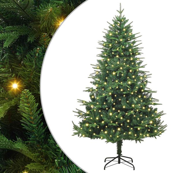 vidaXL K&uuml;nstlicher vorbeleuchteter Weihnachtsbaum Gr&uuml;n 180 cm