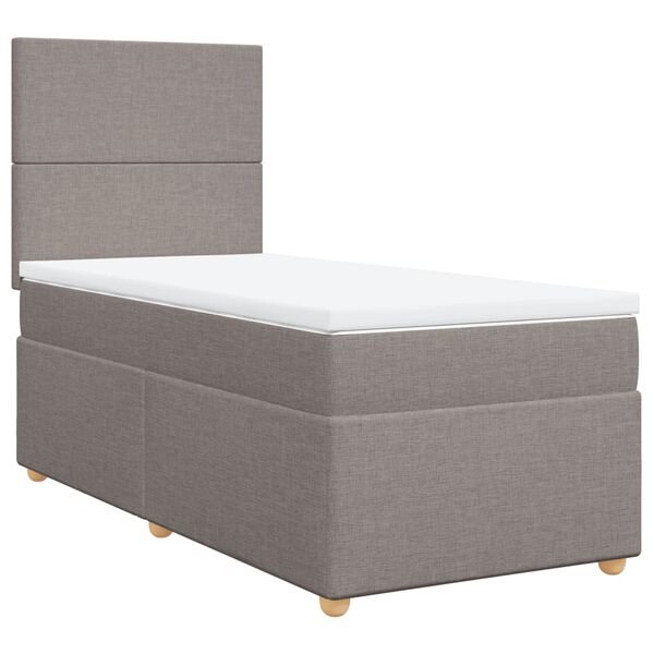 vidaXL Boxspringbett mit Matratze Taupe 100x200 cm Stoff