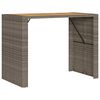 vidaXL Garten-Bartisch mit Holzplatte Grau 145x80x110 cm Polyrattan