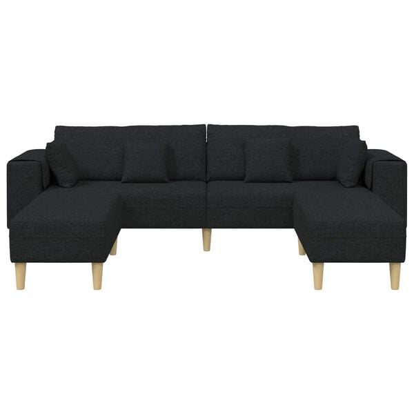 vidaXL Stoffsofa mit Kissen Schwarz 208 cm Stoff