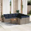 vidaXL 9-tlg. Garten-Sofagarnitur mit Kissen Grau Poly Rattan