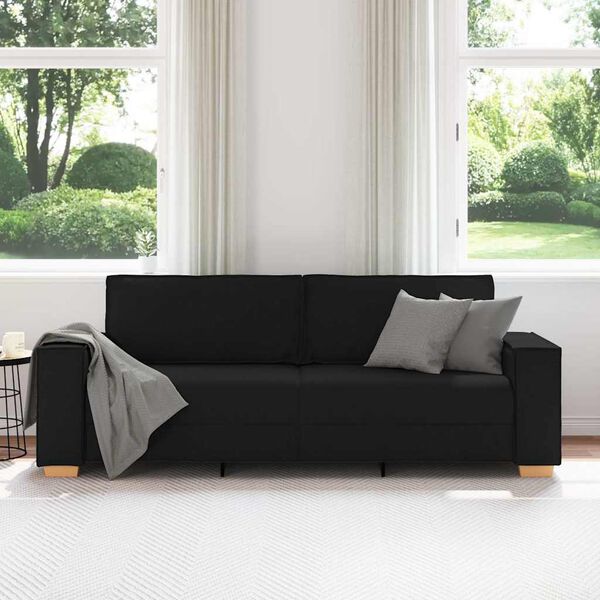 vidaXL 3-Sitzer-Sofa Schwarz 220x78x84 cm Stoff